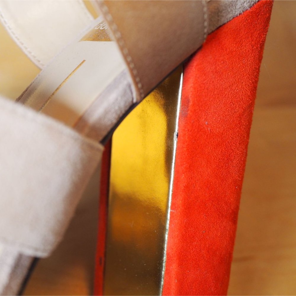 Dolce Vita Fanta Nude Suede Block Heel Sandals 8.5 - Picture 7 of 8